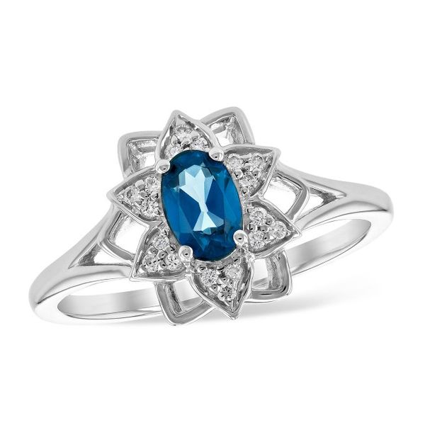 Allison-Kaufman London Blue Topaz and Diamond Ring- 14k White Gold Lumina Gem Wilmington, NC