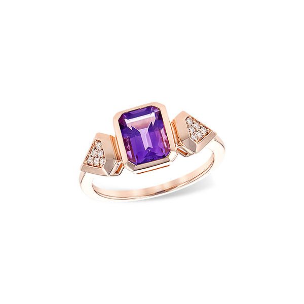 Allison-Kaufman Amethyst and Diamond Ring- 14k Rose Gold Lumina Gem Wilmington, NC