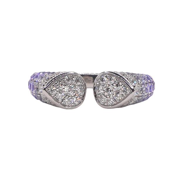 Sapphire and Diamond Ombre Ring- 18k White Gold Lumina Gem Wilmington, NC