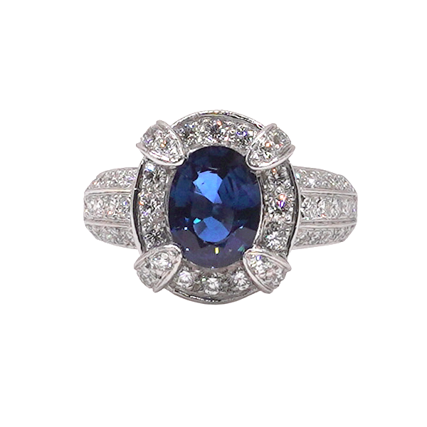 Spark 1.80ct Sapphire and 1xtw Diamond Ring- Platinum Lumina Gem Wilmington, NC