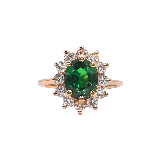Tsavorite Garnet and Diamond Ring- 14k Yellow Gold Lumina Gem Wilmington, NC