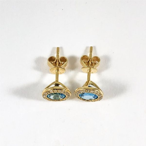 Luvente Blue Topaz and Diamond Studs - 14k Yellow Gold Image 2 Lumina Gem Wilmington, NC