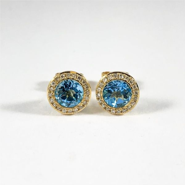 Luvente Blue Topaz and Diamond Studs - 14k Yellow Gold Lumina Gem Wilmington, NC