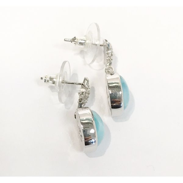 Marahlago Larimar and White Sapphire Destiny Dangle Earrings Image 2 Lumina Gem Wilmington, NC