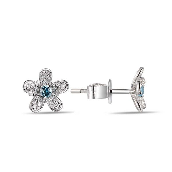 Luvente Blue Topaz and Diamond Flower Earrings Lumina Gem Wilmington, NC