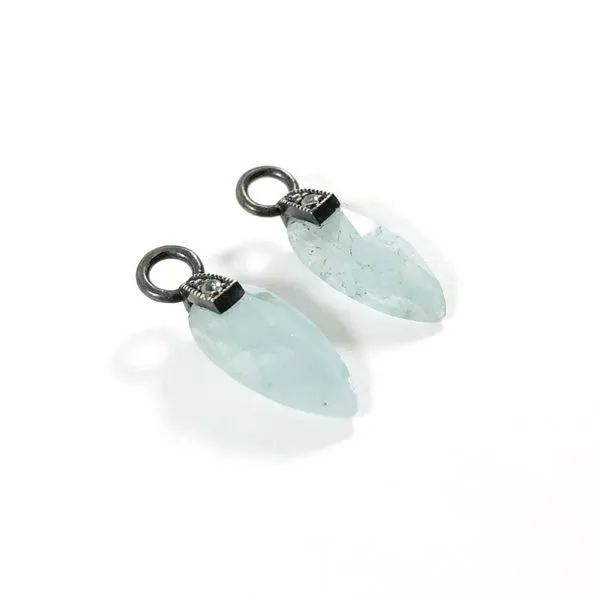 Nina Nguyen Aquamarine and Oxidized Sterling Silver Angel Wing Earring Charms Image 2 Lumina Gem Wilmington, NC