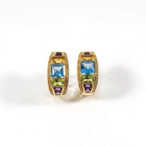 Citrine, Blue Topaz, Peridot, and Amethyst Earrings with Diamond Accents Lumina Gem Wilmington, NC