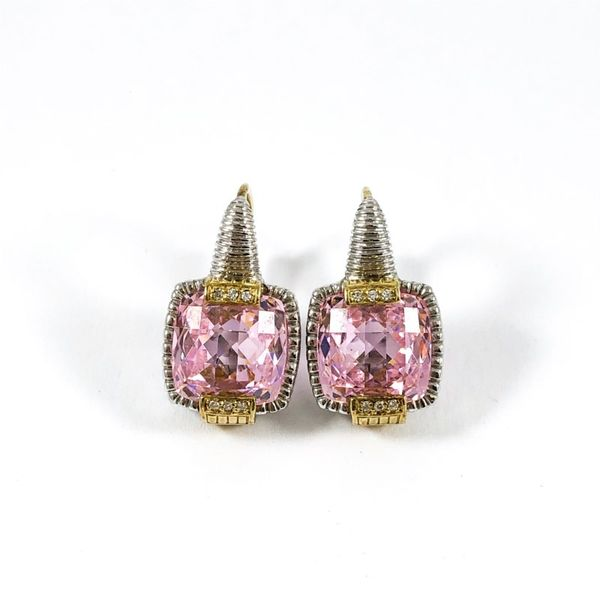 Judith Ripka Pink Crystal and Diamond Earrings Lumina Gem Wilmington, NC