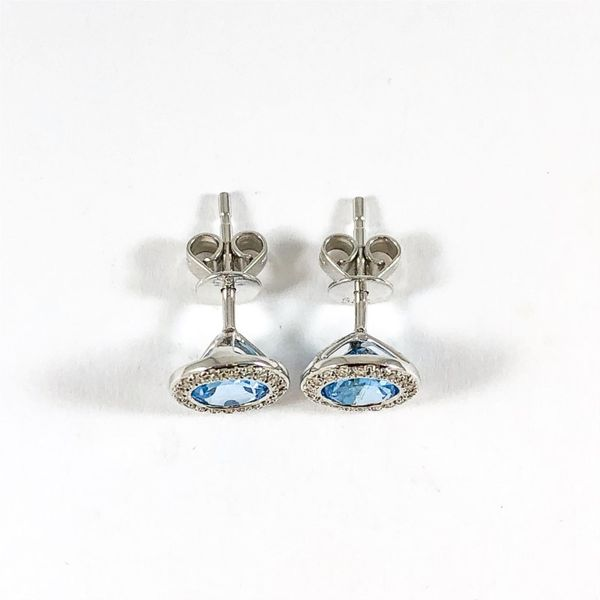 Luvente Blue Topaz and Diamond Studs - 14k White Gold Image 2 Lumina Gem Wilmington, NC