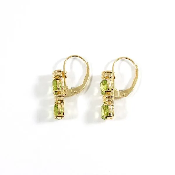 Peridot and Yellow Gold Drop Earrings Image 3 Lumina Gem Wilmington, NC