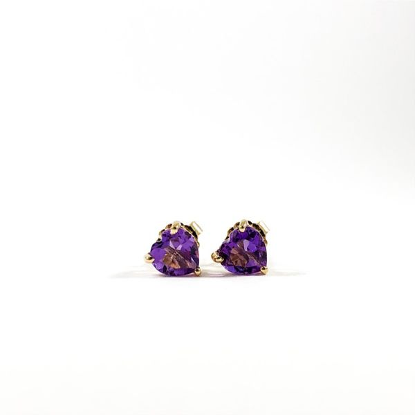 Amethyst Heart Stud Earrings in Yellow Gold Lumina Gem Wilmington, NC