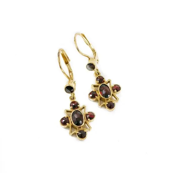 Garnet Dangle Earrings - Yellow Gold Lumina Gem Wilmington, NC