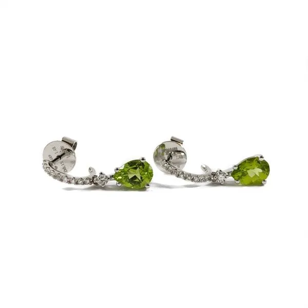 Peridot and Diamond Dangle Earrings - White Gold Lumina Gem Wilmington, NC