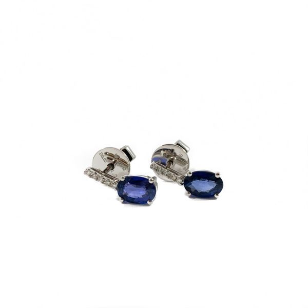 Sapphire and Diamond Earrings - White Gold Image 2 Lumina Gem Wilmington, NC