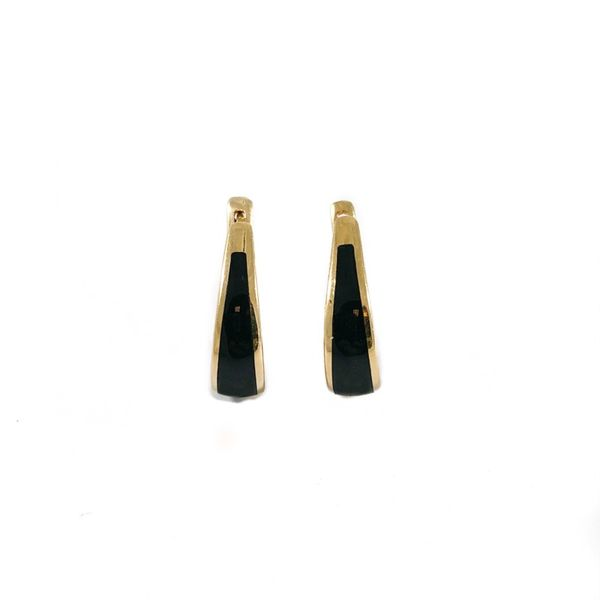 Onyx and Yellow Gold Hoop Earrings Lumina Gem Wilmington, NC