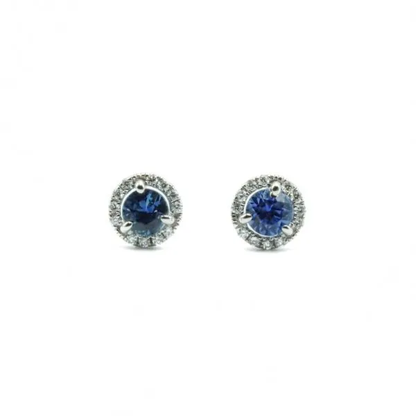 .36ctw Sapphire and .06ctw Diamond Earrings - White Gold Lumina Gem Wilmington, NC