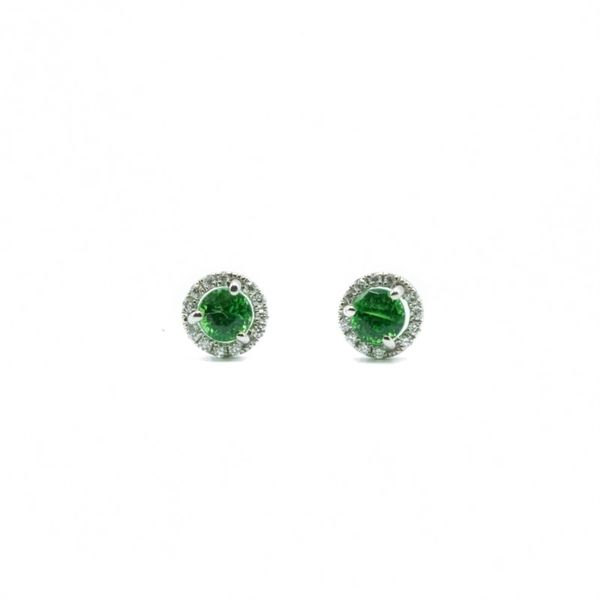 .34ctw Emerald and .06ctw Diamond Earrings - White Gold Lumina Gem Wilmington, NC