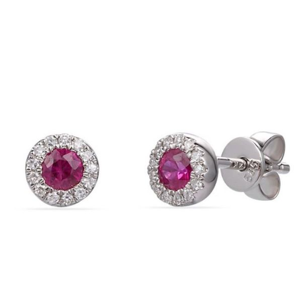 Luvente .26ctw Ruby and .07ctw Diamond Earrings - White Gold Lumina Gem Wilmington, NC