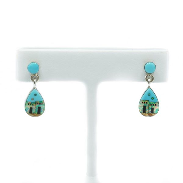 Turquoise and Opal Inlay Stud Earrings Lumina Gem Wilmington, NC