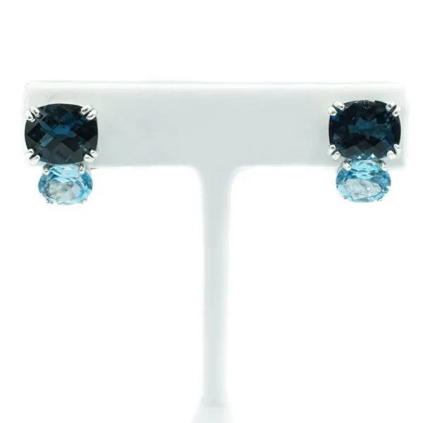 Raymond Mazza London Blue Topaz and Sky Blue Topaz Earrings - Sterling Silver Lumina Gem Wilmington, NC