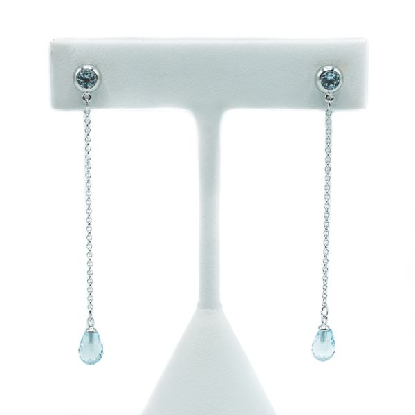 Blue Topaz Briolette Dangle Earrings - 14k White Gold Lumina Gem Wilmington, NC