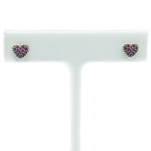 David Yurman Pink Sapphire Heart Earrings - Sterling Silver Lumina Gem Wilmington, NC
