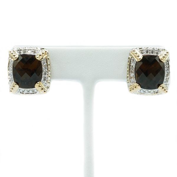 Alwand Vahan Smokey Quartz and Diamond Earrings - Sterling Silver Lumina Gem Wilmington, NC