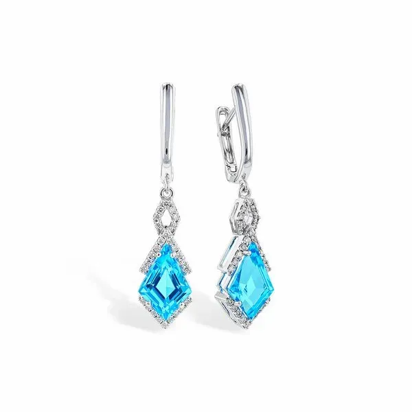 Allison Kaufman 2.72ctw Blue Topaz and .18ctw Diamond Dangle Earrings Lumina Gem Wilmington, NC