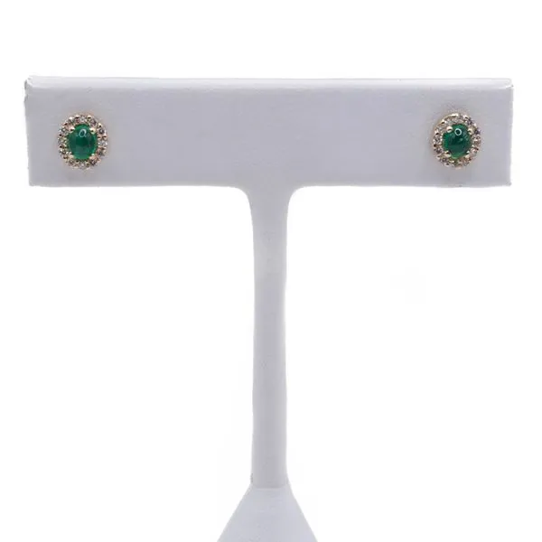 Emerald and Diamond Studs - 14k Yellow Gold Lumina Gem Wilmington, NC