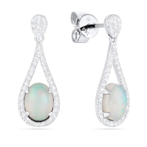 Luvente Opal and Diamond Dangel Earrings Lumina Gem Hampstead, NC