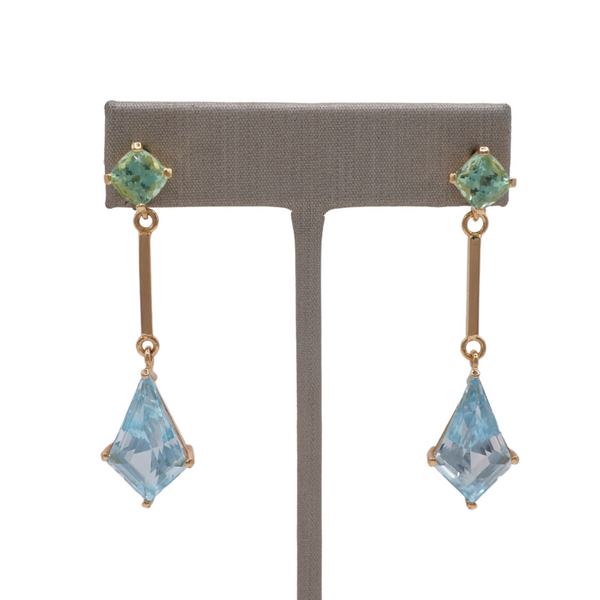 Waterlight Jewelry Co. Mint Green Tourmaline and Sky Blue Topaz Dangle Earrings Lumina Gem Wilmington, NC