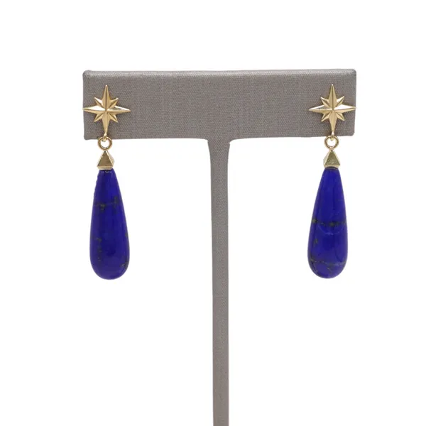 Lapis Lazuli Drops with Celestial Star Stud Earrings Lumina Gem Hampstead, NC