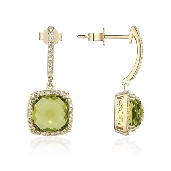 Luvente Peridot and Diamond Dangle Earrings Lumina Gem Hampstead, NC