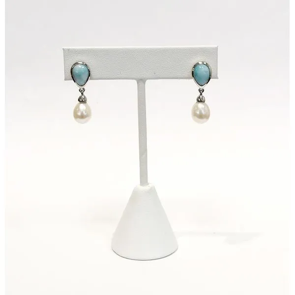 Marahlago Alisa Larimar and Pearl Earrings Image 4 Lumina Gem Wilmington, NC