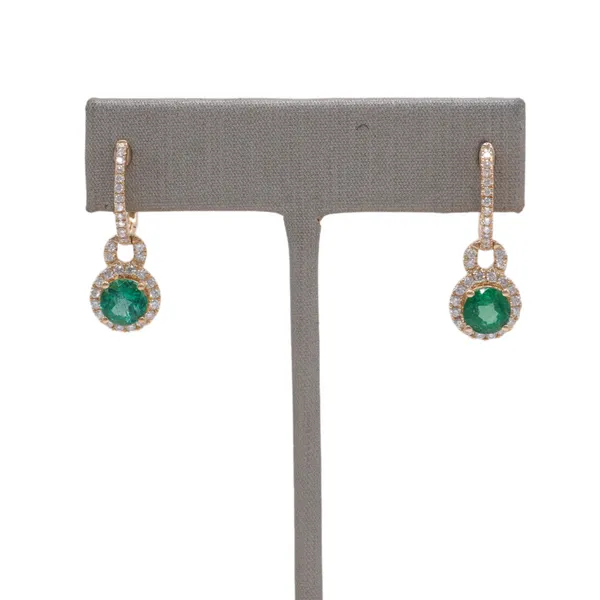 1.70ctw Zambian Emerald and .40ctw Diamond Earrings Lumina Gem Wilmington, NC