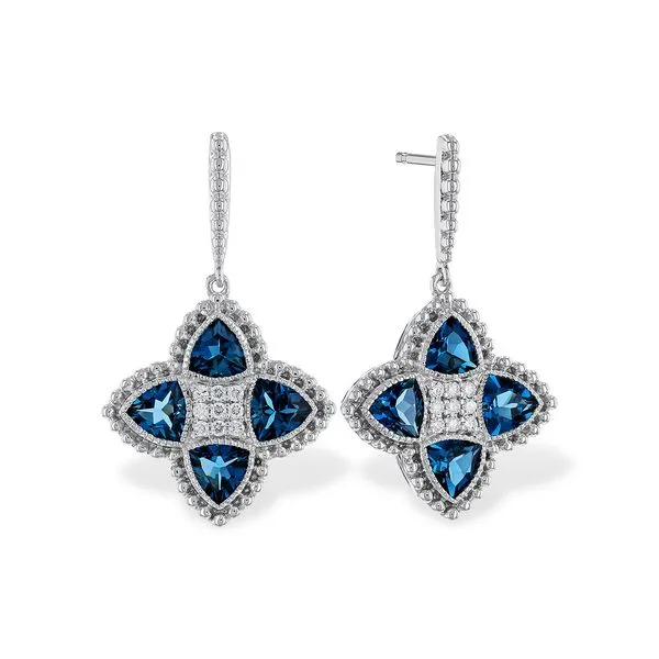 Allison-Kaufman London Blue Topaz and Diamond Earrings- 14k White Gold Lumina Gem Hampstead, NC