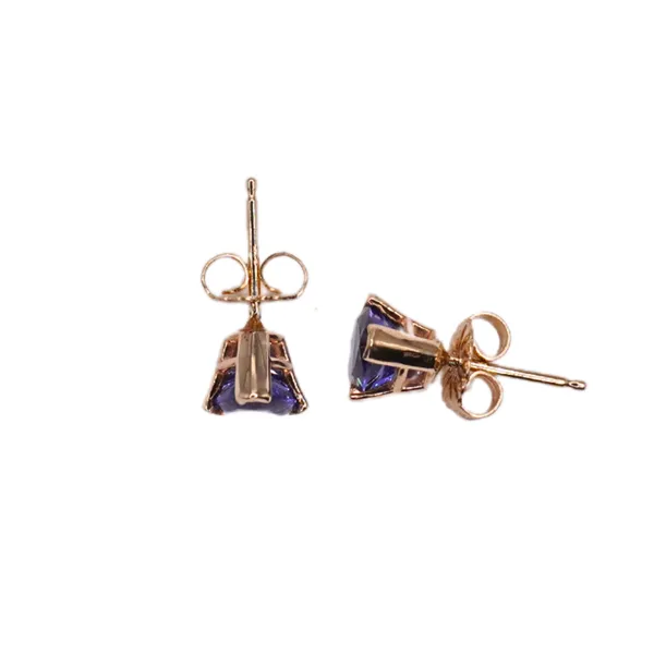 AA Tanzanite Studs in 14k Yellow Gold Image 2 Lumina Gem Hampstead, NC
