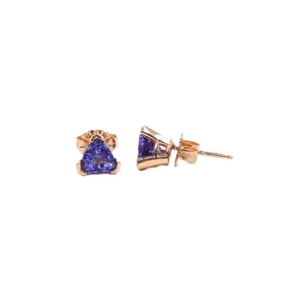 AA Tanzanite Studs in 14k Yellow Gold Image 3 Lumina Gem Hampstead, NC