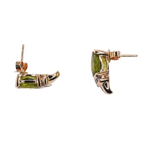 Peridot and Diamond Earrings in 14k Yellow Gold Image 2 Lumina Gem Hampstead, NC