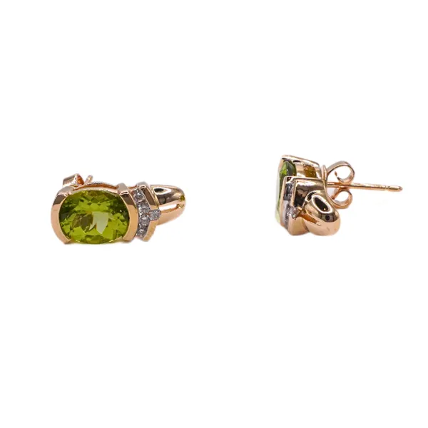 Peridot and Diamond Earrings in 14k Yellow Gold Image 3 Lumina Gem Hampstead, NC