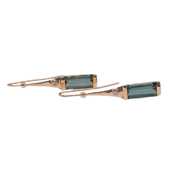 Frank Reubel Green Tourmaline Earrings- 14k Yellow Gold Image 2 Lumina Gem Hampstead, NC