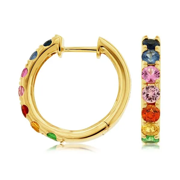 Multicolor Sapphire Hoops- 14k Yellow Gold Lumina Gem Hampstead, NC