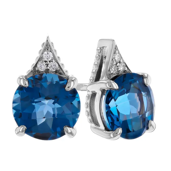 Allison Kaufman London BLue Topaz Earrings- 14k White Gold Lumina Gem Hampstead, NC