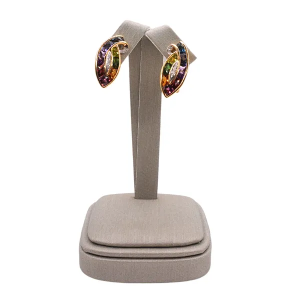 Bellarri Multistone and Diamond Pierced or Clip On Earrings- 18k Yellow Gold Lumina Gem Hampstead, NC
