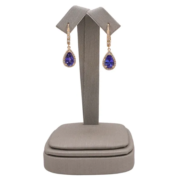 3ctw Tanzanite and .30ctw Diamond Dangle Earrings- 14k Yellow Gold Lumina Gem Hampstead, NC
