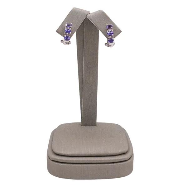 Tanzanite and Diamond Omega Back Earrings- 14k White Gold Lumina Gem Hampstead, NC