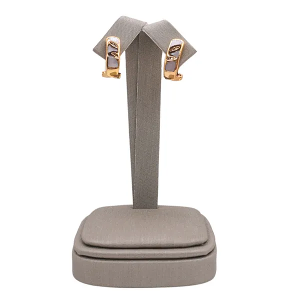 Mother of Pearl and Diamond Omega Bak Huggies- 14k Yellow Gold Lumina Gem Hampstead, NC