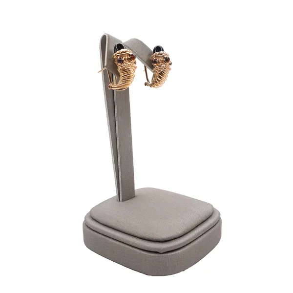 Shafl Onyx and Quartz Omega Back Earrings- 14k Yellow Gold Image 2 Lumina Gem Hampstead, NC