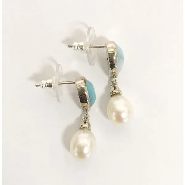 Marahlago Alisa Larimar and Pearl Earrings Image 2 Lumina Gem Hampstead, NC