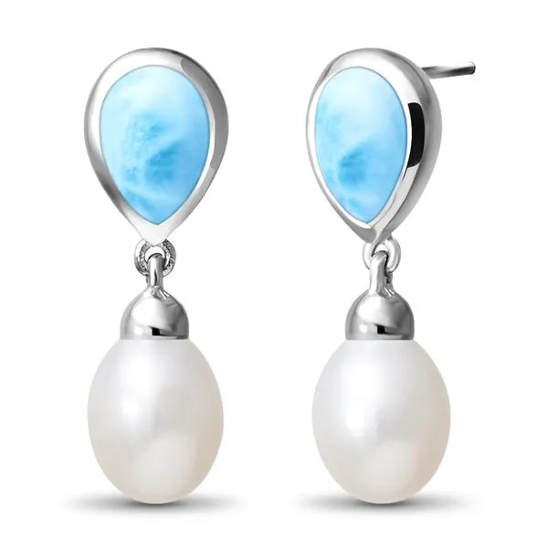 Marahlago Alisa Larimar and Pearl Earrings Lumina Gem Hampstead, NC